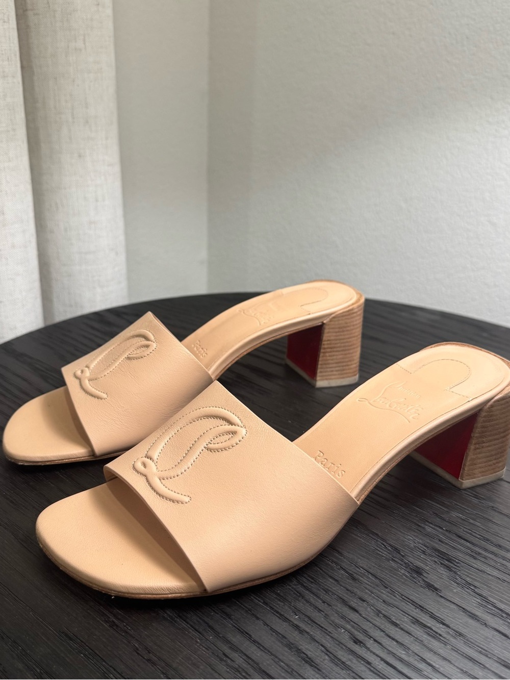Christian Louboutin So CL Mule 55 Sandal Leather Nude 38